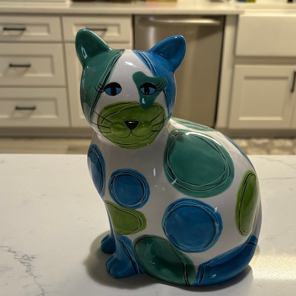 GANZ Blue and Green Ceramic Cat Figurine - Picture 2 of 5